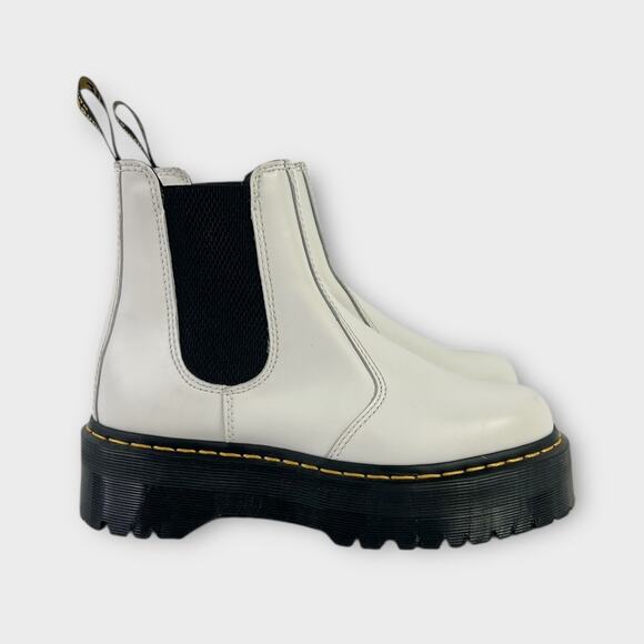 Dr. Martens Women's 2976 Quad Smooth Leather Platform Chelsea Boots White Size 7 - Picture 3 of 16
